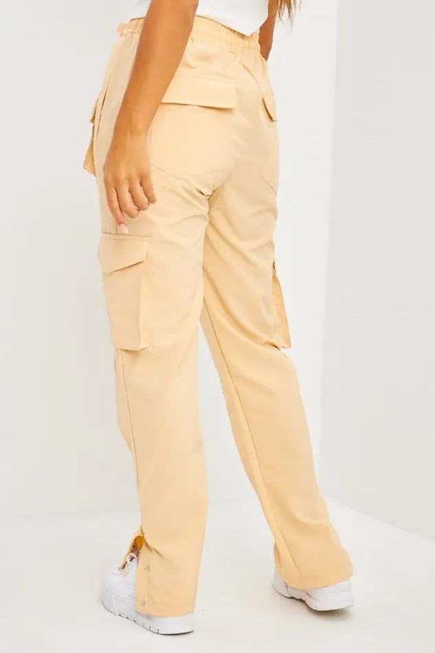 Women Pantalon Cargo Poches Plaques Beige Beige Brentiny Paris Pants