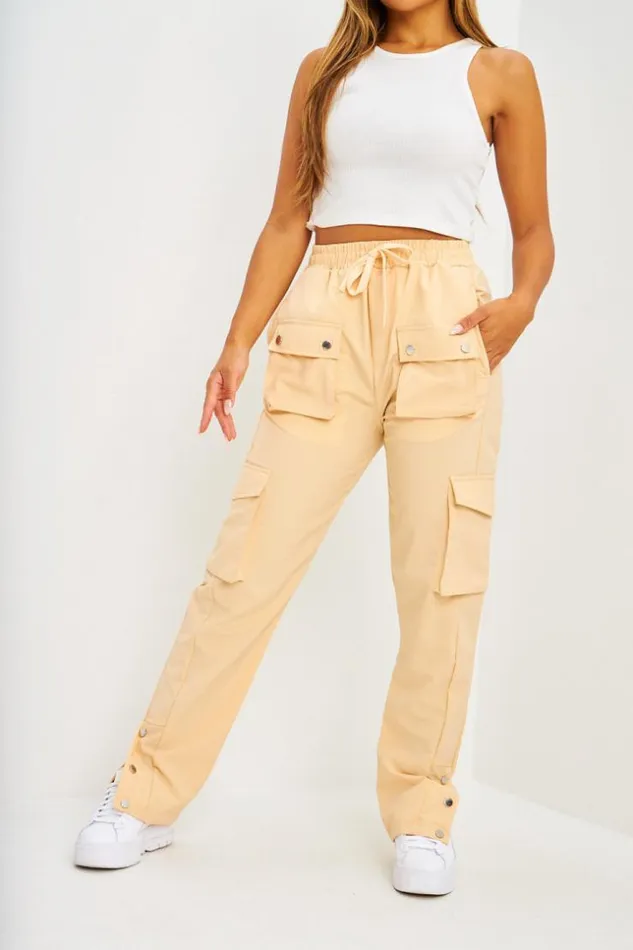 Women Pantalon Cargo Poches Plaques Beige Beige Brentiny Paris Pants