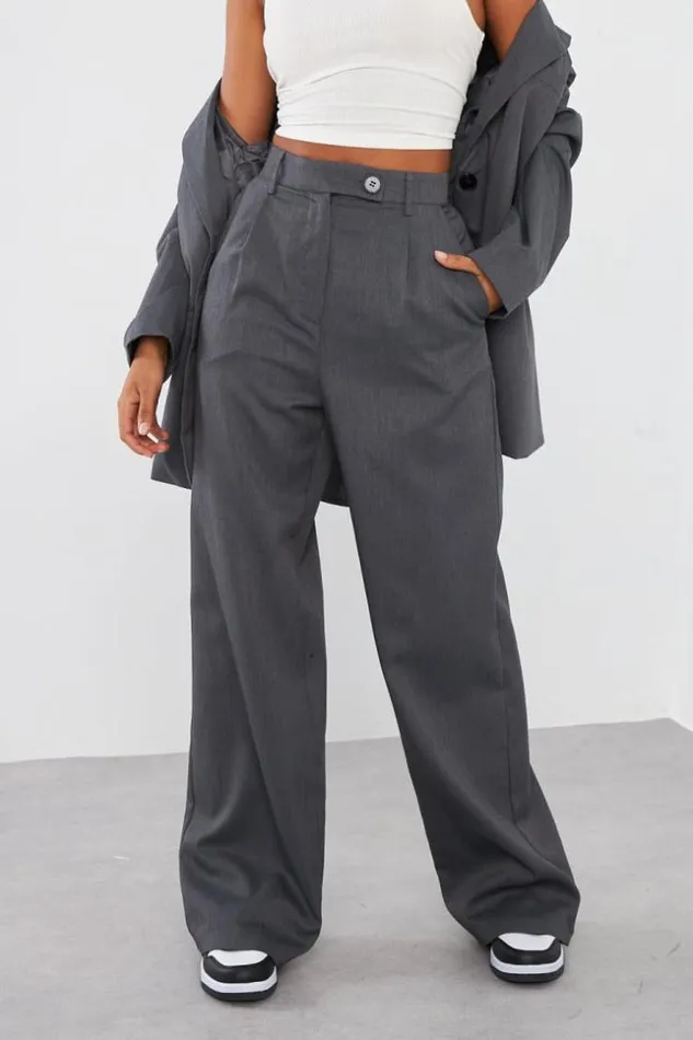 Women Pantalon De Tailleur Gris Chin Grey Brentiny Paris Pants