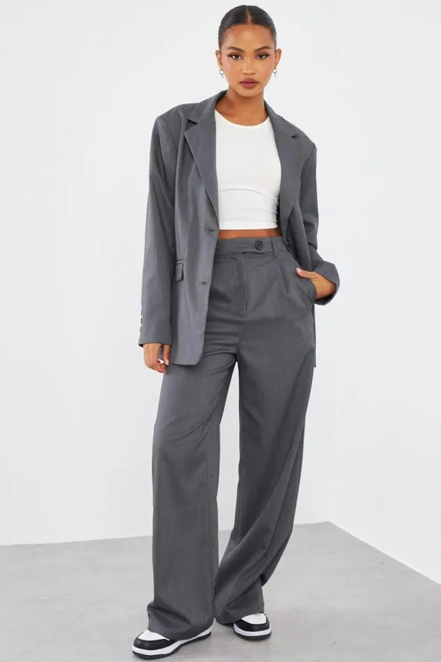 Women Pantalon De Tailleur Gris Chin Grey Brentiny Paris Pants