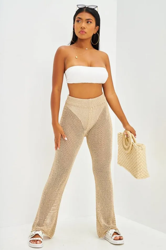 Women Pantalon En Maille Dor Golden Brentiny Paris Pants