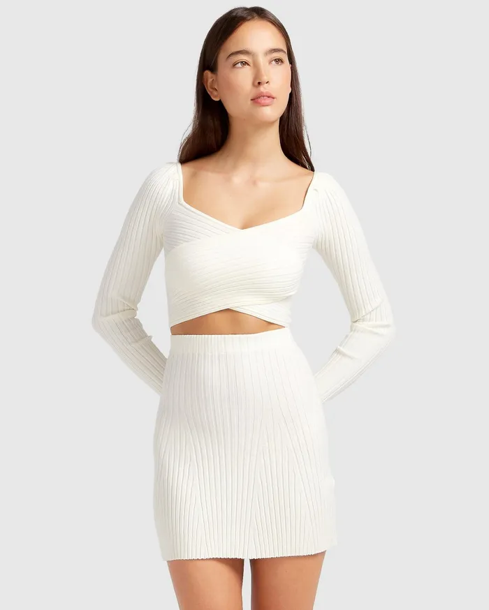 Women Pants and Skirts Belle and Bloom C039est Belle Knit Mini Skirt 8211 Cream