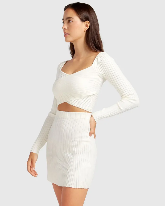 Women Pants and Skirts Belle and Bloom C039est Belle Knit Mini Skirt 8211 Cream