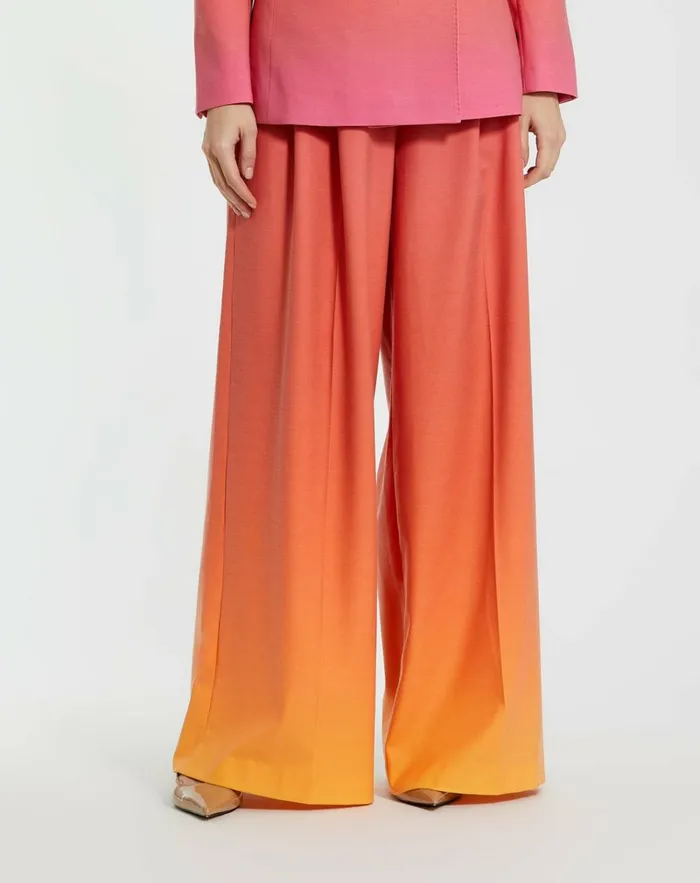 Women Pants Mac Duggal Ombre Crepe Wide Leg Trouser Pant 8211 FINAL SALE Sunset Ombre