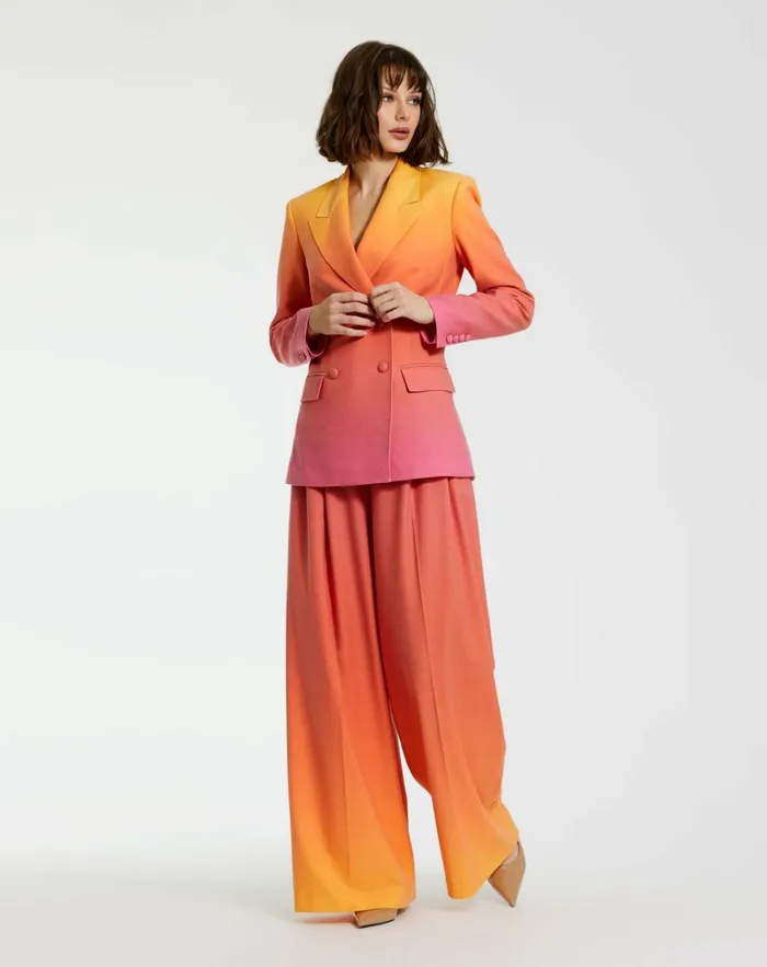 Women Pants Mac Duggal Ombre Crepe Wide Leg Trouser Pant 8211 FINAL SALE Sunset Ombre