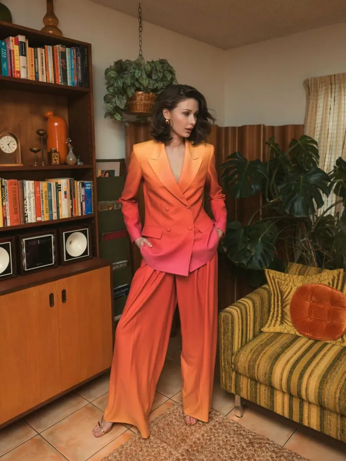 Women Pants Mac Duggal Ombre Crepe Wide Leg Trouser Pant 8211 FINAL SALE Sunset Ombre