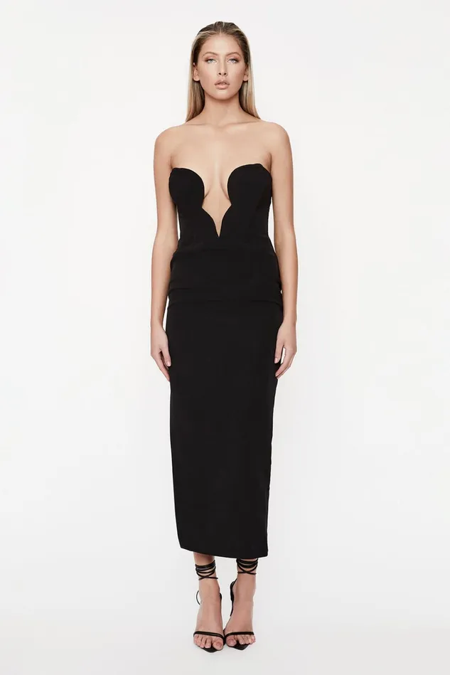 Women Party Dresses Bardot Eleni Midi Dress In Black Black