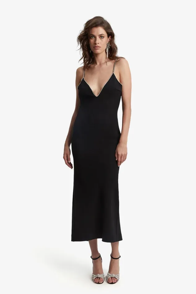 Women Party Dresses Bardot Vira Diamonte Dress In Black Black