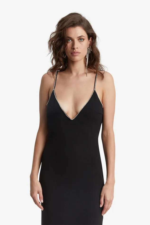 Women Party Dresses Bardot Vira Diamonte Dress In Black Black Women Party Dresses Bardot Vira Diamonte Dress In Black Black