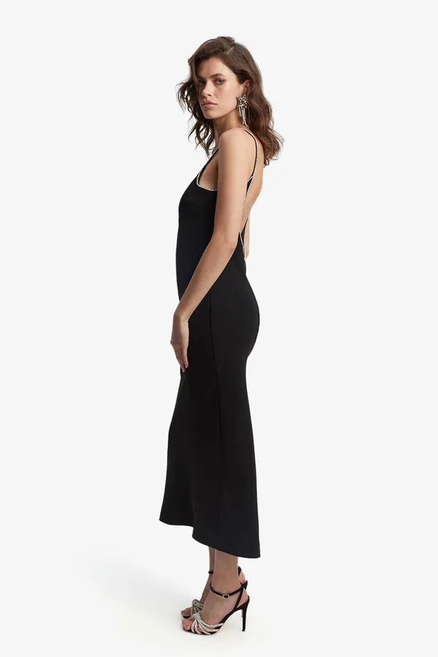 Women Party Dresses Bardot Vira Diamonte Dress In Black Black Women Party Dresses Bardot Vira Diamonte Dress In Black Black