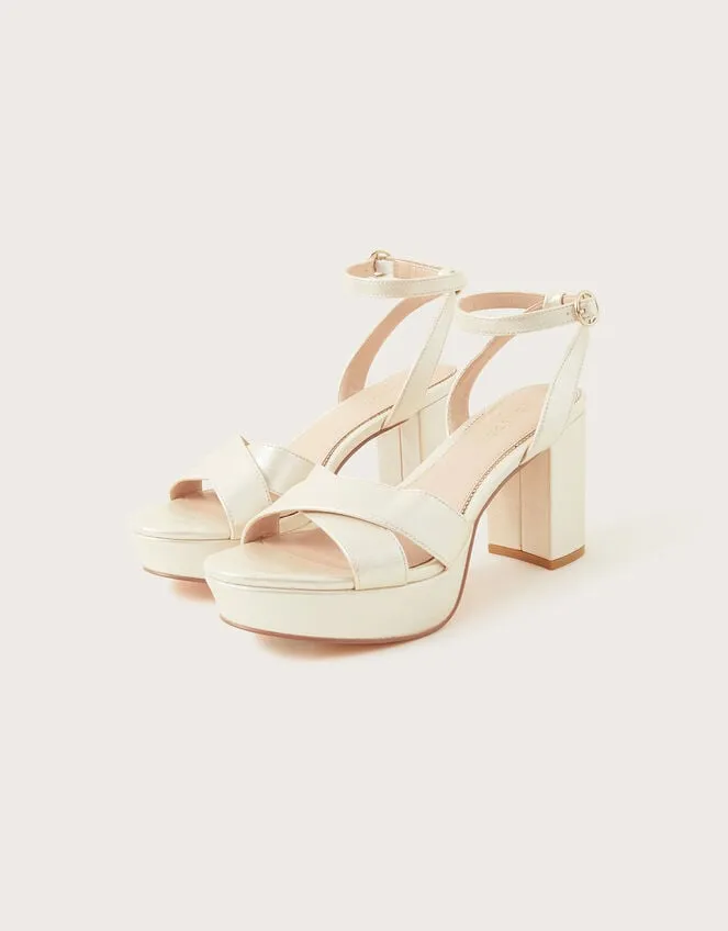 Women Pearlised Platform Heeled Sandals Ivory Monsoon Platforms