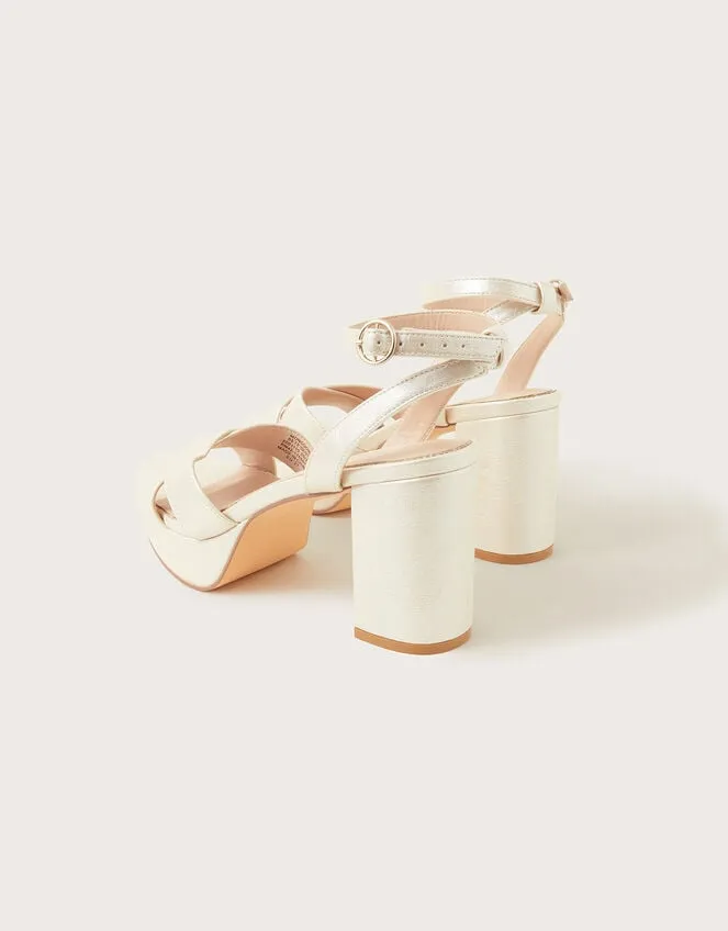 Women Pearlised Platform Heeled Sandals Ivory Monsoon Platforms