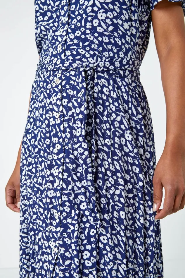 Women Petite Ditsy Floral Shirt Dress Roman Dresses