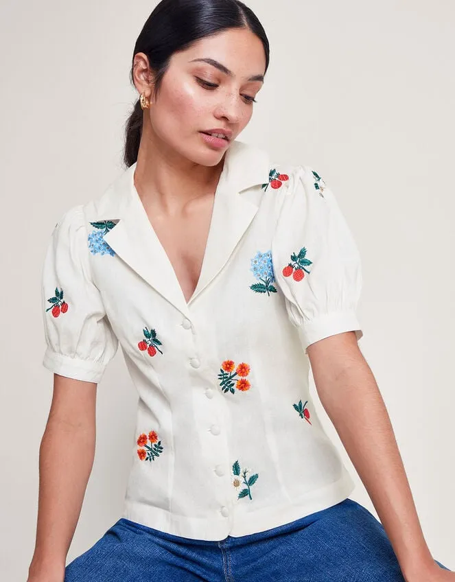 Women Piera Embroidered Blouse Ivory Monsoon Tops and Blouses