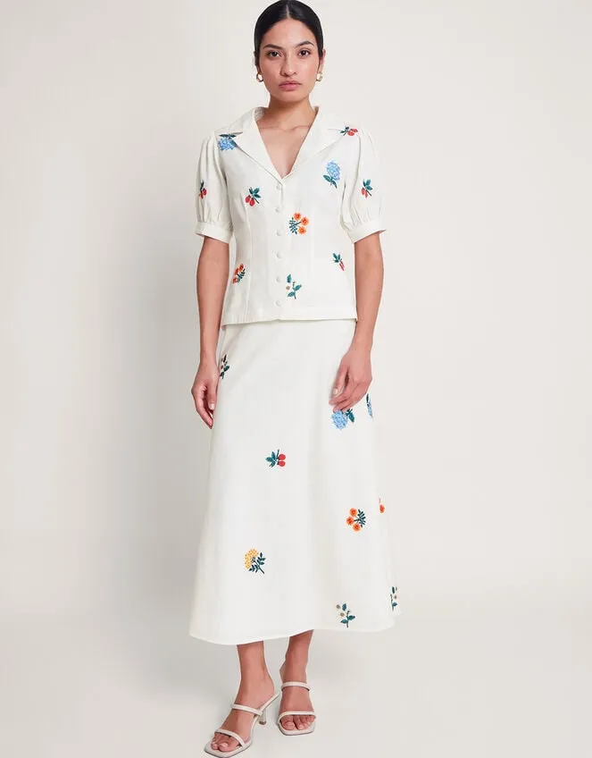 Women Piera Embroidered Blouse Ivory Monsoon Tops and Blouses