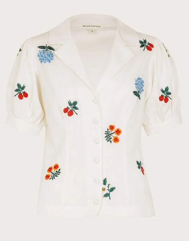 Women Piera Embroidered Blouse Ivory Monsoon Tops and Blouses