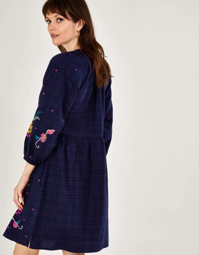 Women Pineapple Embroidered Dress Blue Monsoon Dresses