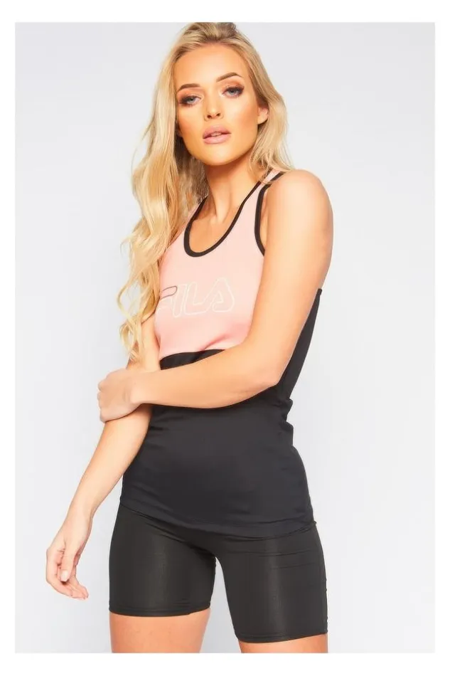 Women Pink And Black TwoTone Tank Top Brentiny Paris Lace Tops