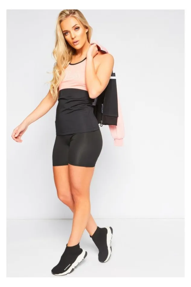 Women Pink And Black TwoTone Tank Top Brentiny Paris Lace Tops Women Pink And Black TwoTone Tank Top Brentiny Paris Lace Tops