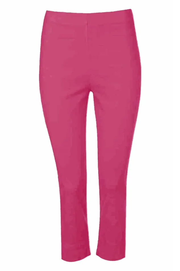 Women Pink Cropped Stretch Trouser Roman Coords