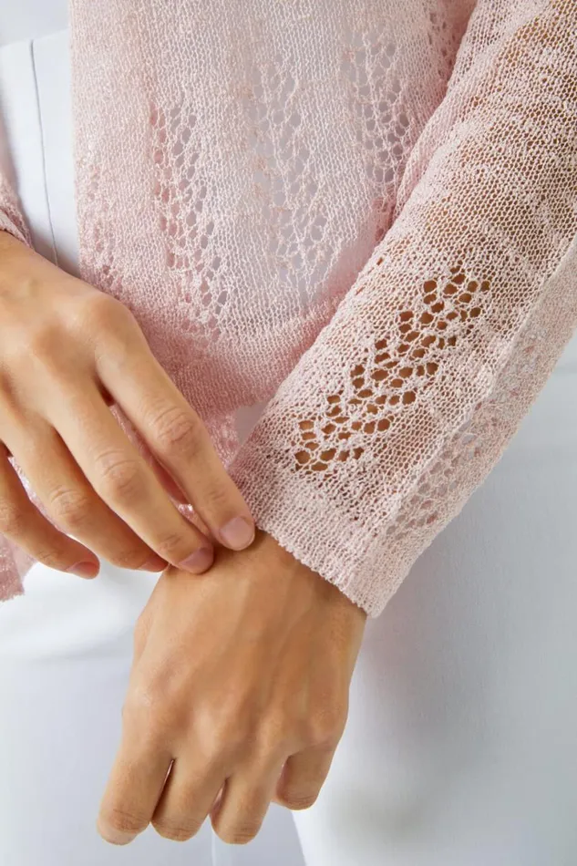Women Pink Lightweight Knitted Shrug Roman Knitwear