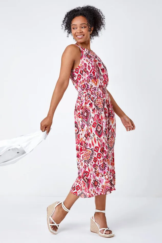 Women Pink Petite Aztec Halterneck Shift Dress Roman Dresses