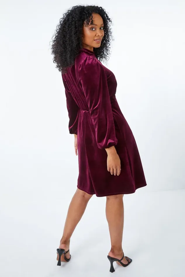 Women Plum Petite Keyhole Stretch Velvet Dress Roman Dresses
