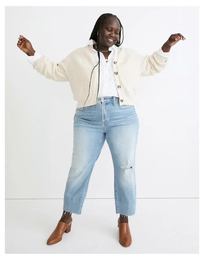 Women Plus Greywood Crop Cardigan Sweater Antique Cream Madewell Sweaters