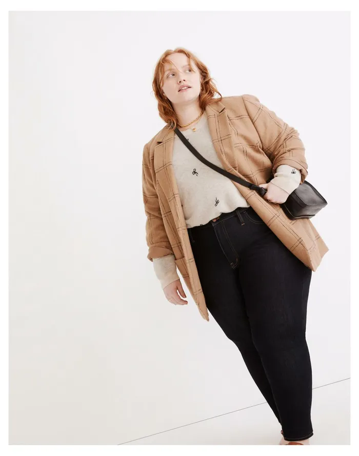 Women Plus Larsen Blazer In Windowpane Camel Madewell Jackets
