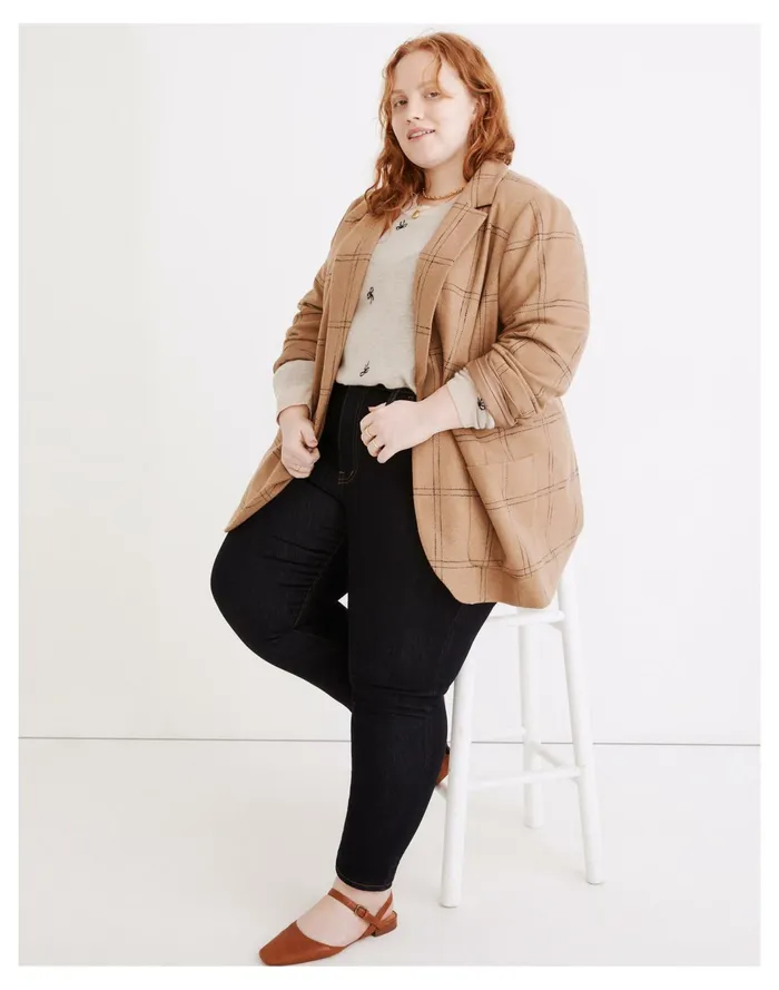 Women Plus Larsen Blazer In Windowpane Camel Madewell Jackets Women Plus Larsen Blazer In Windowpane Camel Madewell Jackets