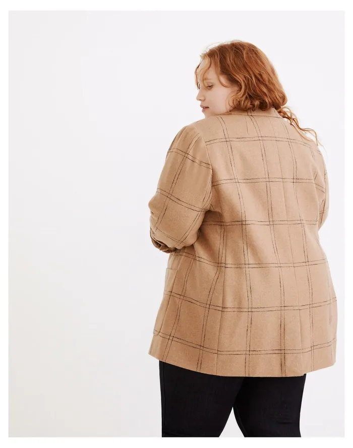 Women Plus Larsen Blazer In Windowpane Camel Madewell Jackets Women Plus Larsen Blazer In Windowpane Camel Madewell Jackets