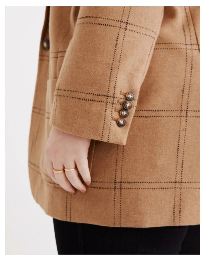 Women Plus Larsen Blazer In Windowpane Camel Madewell Jackets Women Plus Larsen Blazer In Windowpane Camel Madewell Jackets