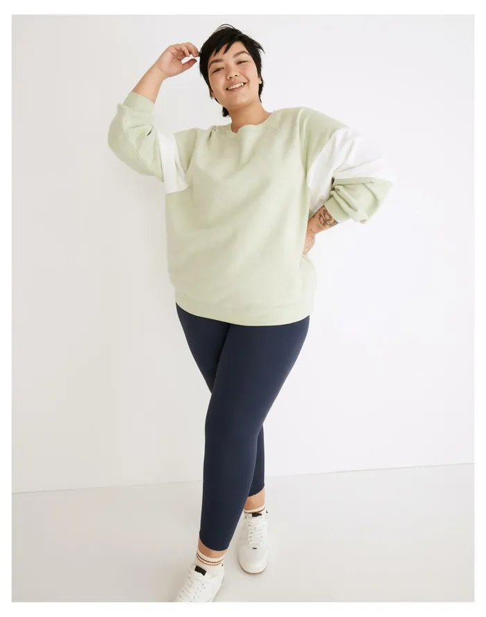 Women Plus MWL Oversized Raglan Sweatshirt In Colorblock Sunfaded Mint Madewell MWL Athleisure Women Plus MWL Oversized Raglan Sweatshirt In Colorblock Sunfaded Mint Madewell MWL Athleisure