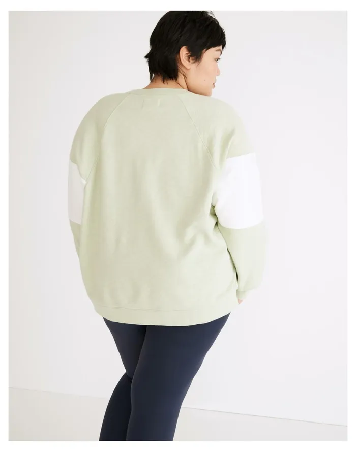 Women Plus MWL Oversized Raglan Sweatshirt In Colorblock Sunfaded Mint Madewell MWL Athleisure Women Plus MWL Oversized Raglan Sweatshirt In Colorblock Sunfaded Mint Madewell MWL Athleisure