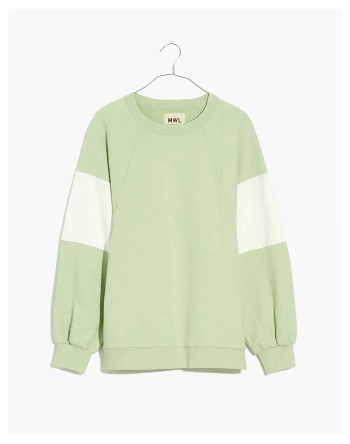 Women Plus MWL Oversized Raglan Sweatshirt In Colorblock Sunfaded Mint Madewell MWL Athleisure Women Plus MWL Oversized Raglan Sweatshirt In Colorblock Sunfaded Mint Madewell MWL Athleisure