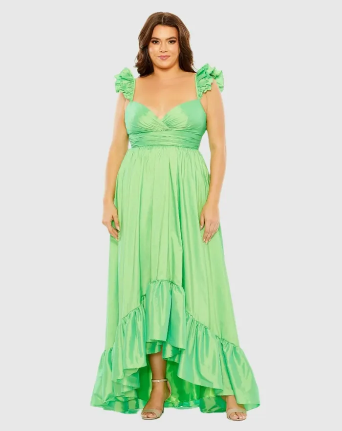 Women Plus Size Dresses Mac Duggal Ruffle Strap High Low Gown Plus Watermelon Women Plus Size Dresses Mac Duggal Ruffle Strap High Low Gown Plus Watermelon