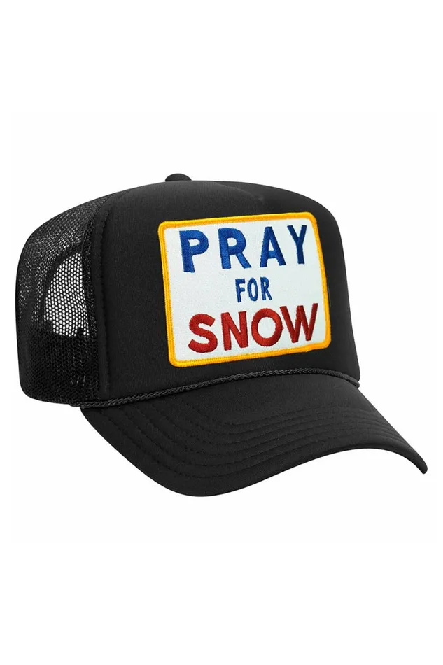 Women PRAY FOR SNOW VINTAGE TRUCKER HAT Aviator Nation TruckerHats