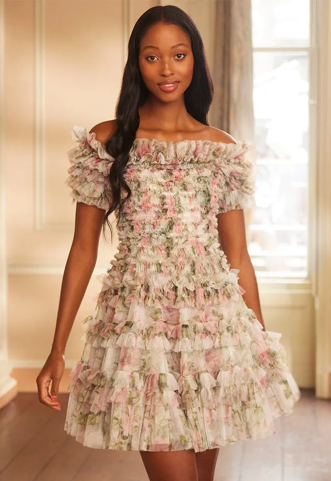 Women Printed Dresses Needle and Thread English Rose Lisette Off Shoulder Micro Mini Dress Multi Women Printed Dresses Needle and Thread English Rose Lisette Off Shoulder Micro Mini Dress Multi