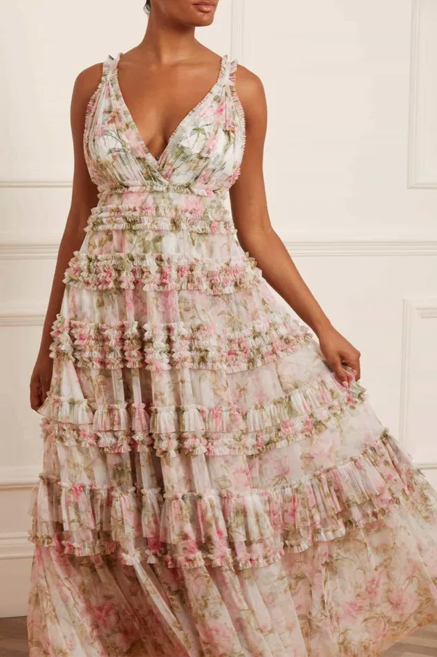 Women Printed Dresses Needle and Thread English Rose Vivian Cami Gown Multi