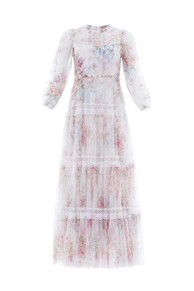 Women Printed Dresses Needle and Thread Floral Wonder Ankle Gown Multi