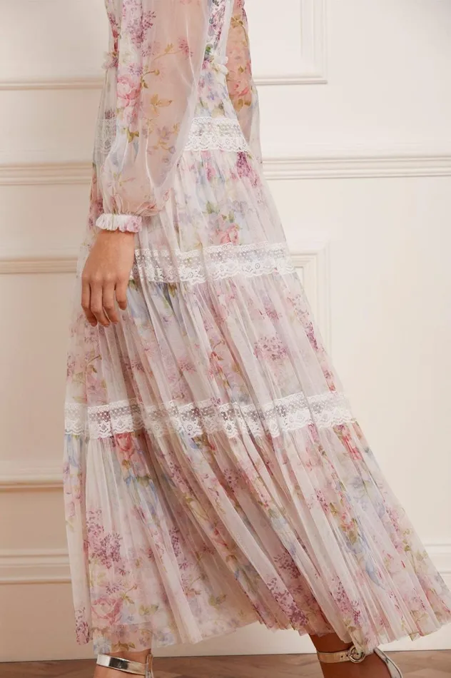Women Printed Dresses Needle and Thread Floral Wonder Ankle Gown Multi