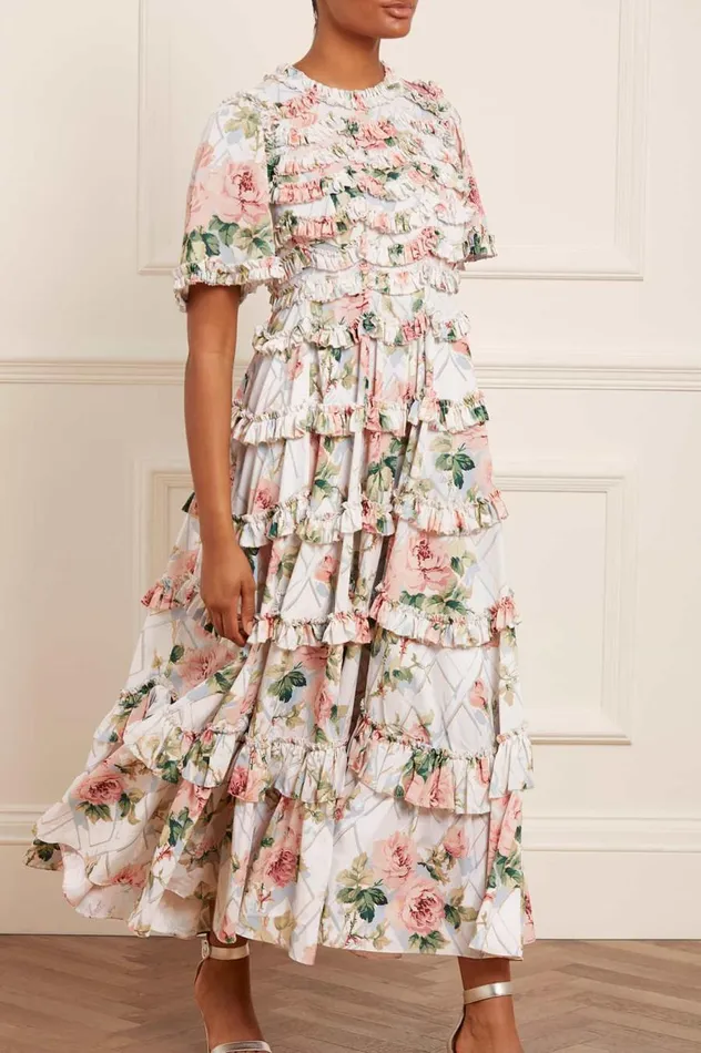 Women Printed Dresses Needle and Thread Harlequin Rose Crepe Ankle Gown Multi Women Printed Dresses Needle and Thread Harlequin Rose Crepe Ankle Gown Multi