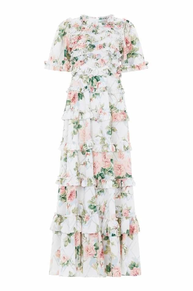 Women Printed Dresses Needle and Thread Harlequin Rose Crepe Ankle Gown Multi Women Printed Dresses Needle and Thread Harlequin Rose Crepe Ankle Gown Multi