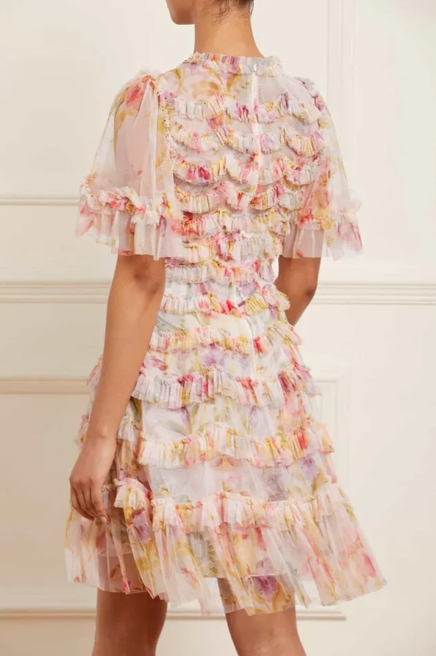 Women Printed Dresses Needle and Thread Iris Ruffle Mini Dress Multi