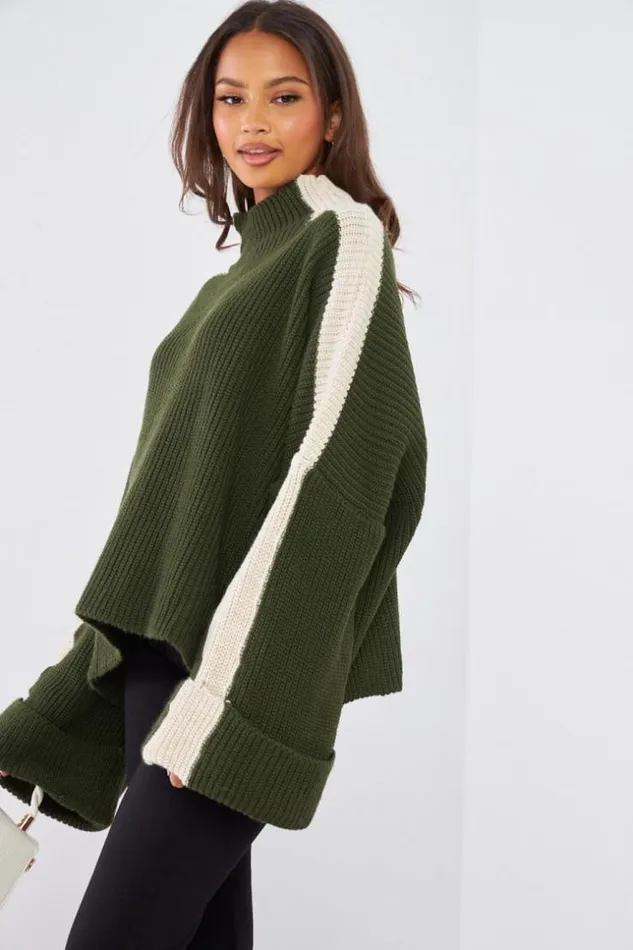 Women Pull Kaki En Maille Bicolore Khaki Brentiny Paris Sweaters and Sweatshirts Women Pull Kaki En Maille Bicolore Khaki Brentiny Paris Sweaters and Sweatshirts