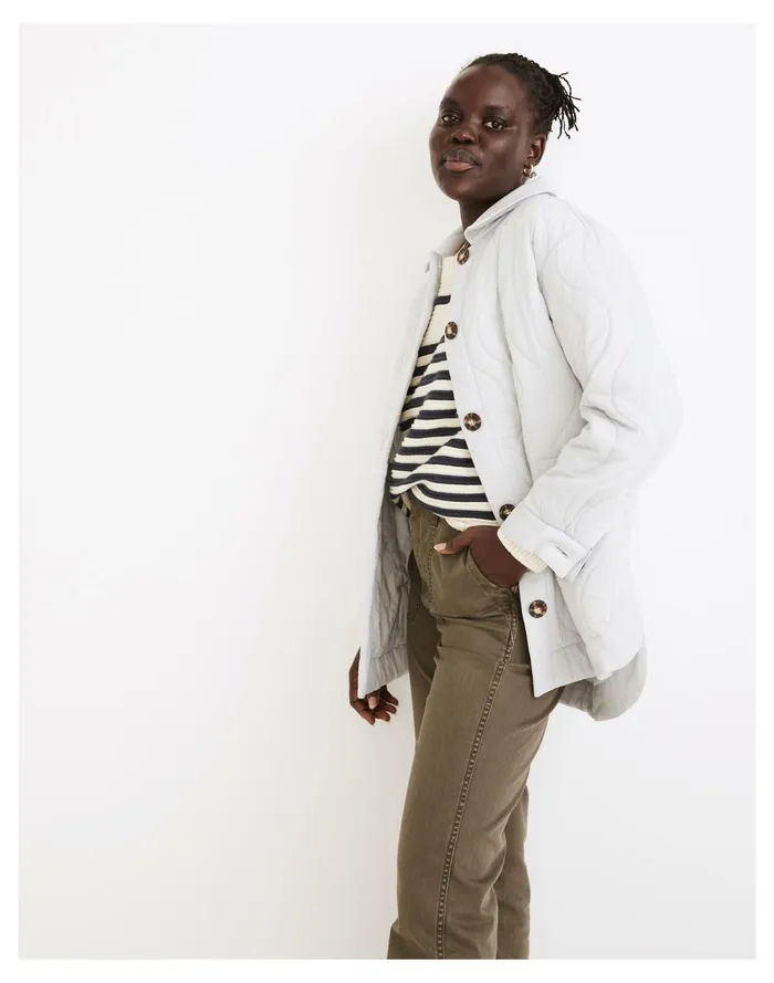 Women Quilted Belrose Shirt Jacket Cool Fog Madewell Jackets
