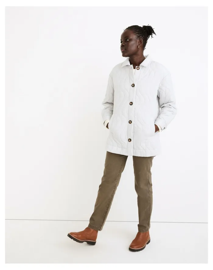 Women Quilted Belrose Shirt Jacket Cool Fog Madewell Jackets Women Quilted Belrose Shirt Jacket Cool Fog Madewell Jackets