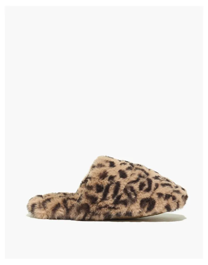 Women Quilted Scuff Slippers In Leopard Recycled Faux Fur Castle Brown Multi Madewell Slippers Women Quilted Scuff Slippers In Leopard Recycled Faux Fur Castle Brown Multi Madewell Slippers
