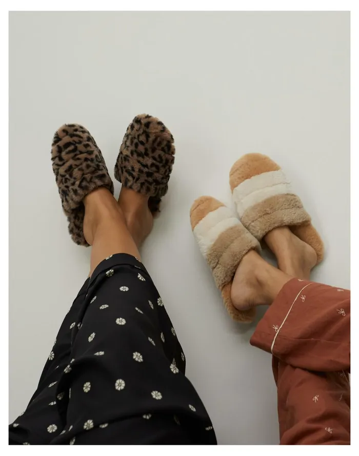 Women Quilted Scuff Slippers In Leopard Recycled Faux Fur Castle Brown Multi Madewell Slippers Women Quilted Scuff Slippers In Leopard Recycled Faux Fur Castle Brown Multi Madewell Slippers
