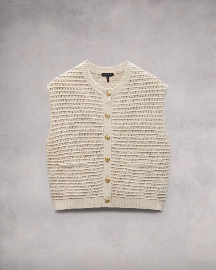 Women Rag and Bone Blazers and Vests Marlee Cotton Sweater Vest Turtledove Women Rag and Bone Blazers and Vests Marlee Cotton Sweater Vest Turtledove